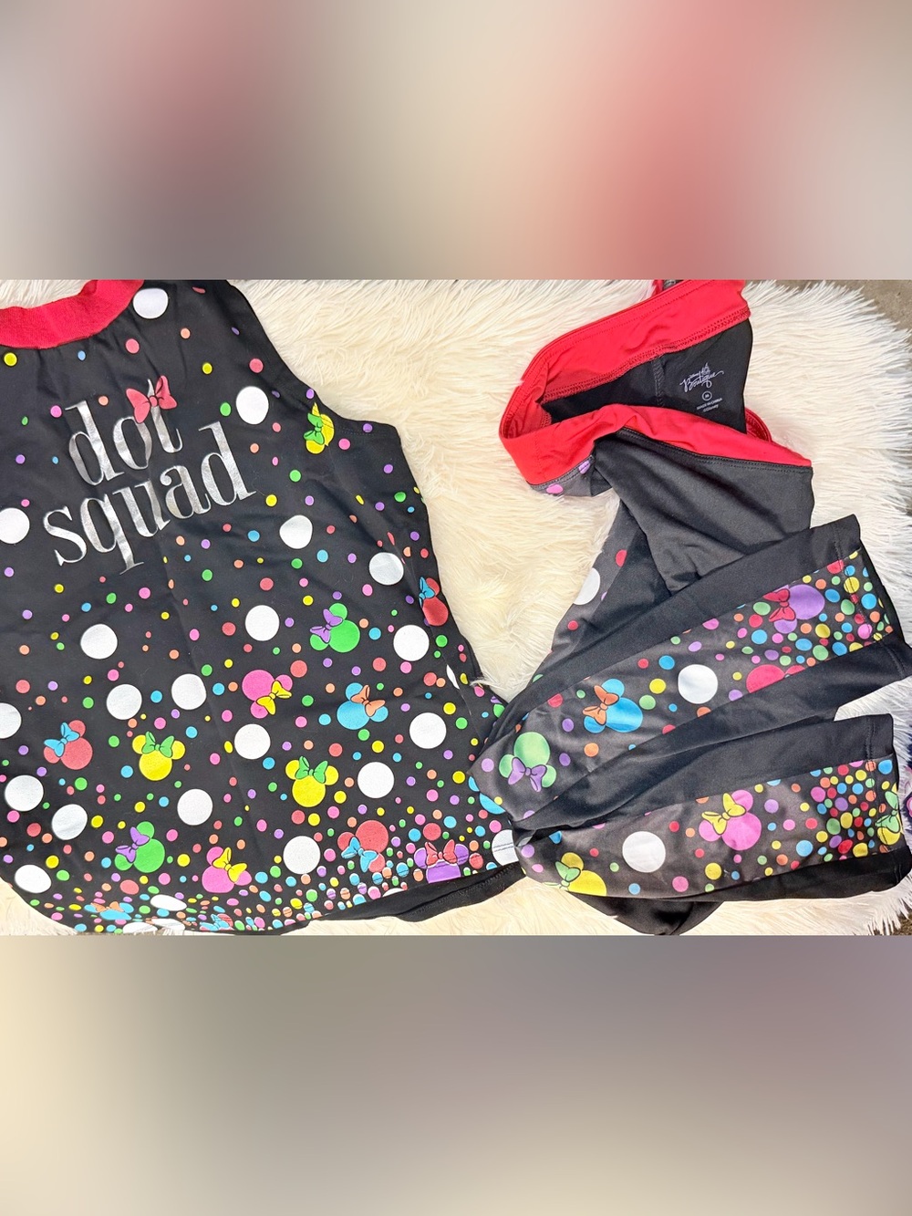 Set Disney Boutique Minnie Mouse Dot Squad tank top capris legging women’s M